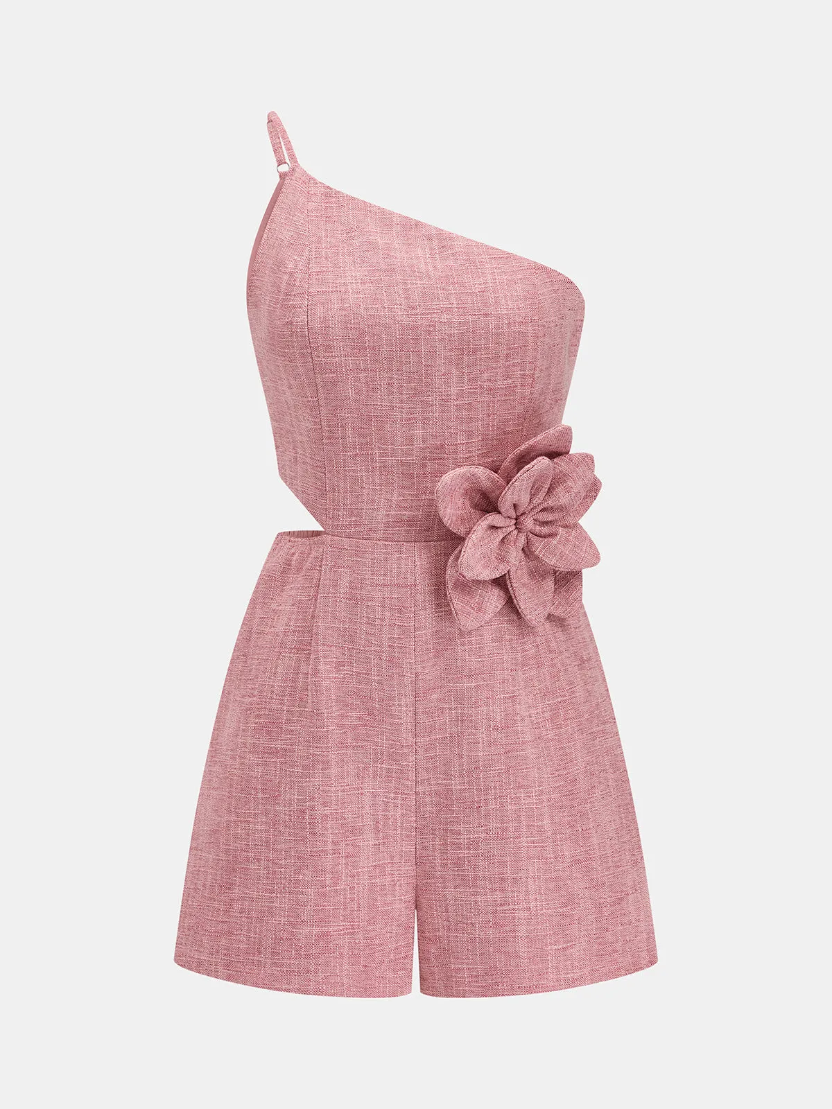 One Shoulder 3D Flower Cutout Romper sold by COMMENSE product image thumbnail 2