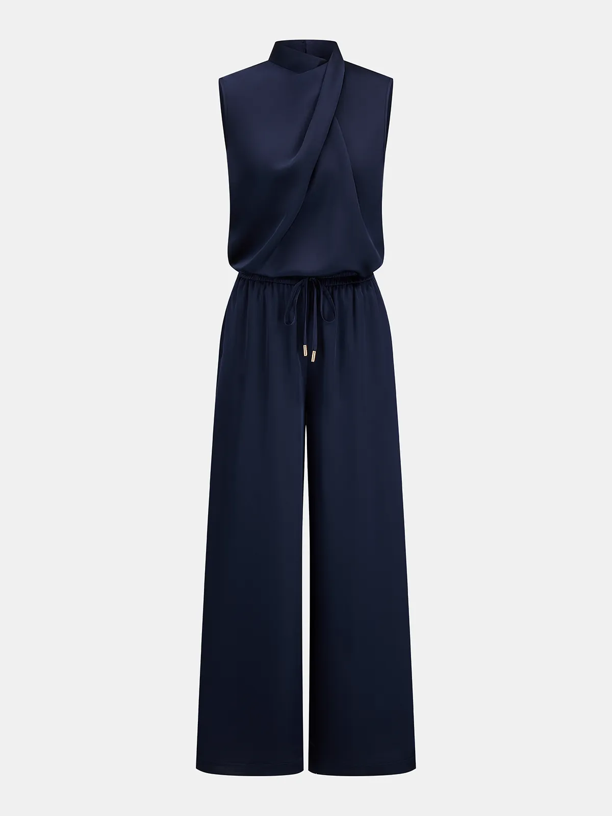 Satin Drape Neck Top & Drawstring Pants Set sold by COMMENSE product image thumbnail 3