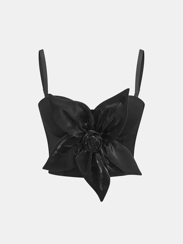 3D Rose Hook Eye Corset Cami Top made by COMMENSE