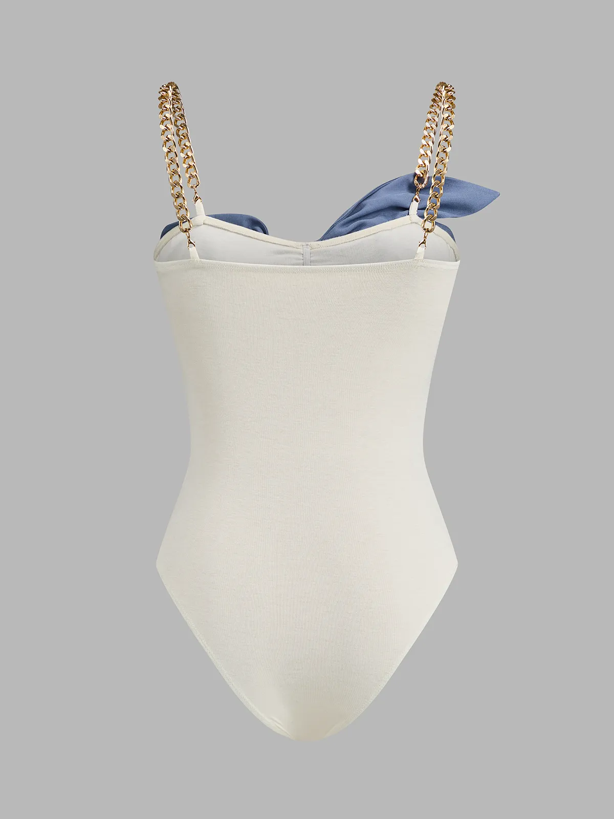 Chain Strap Contrast Bow Bodysuit sold by COMMENSE product image thumbnail 2
