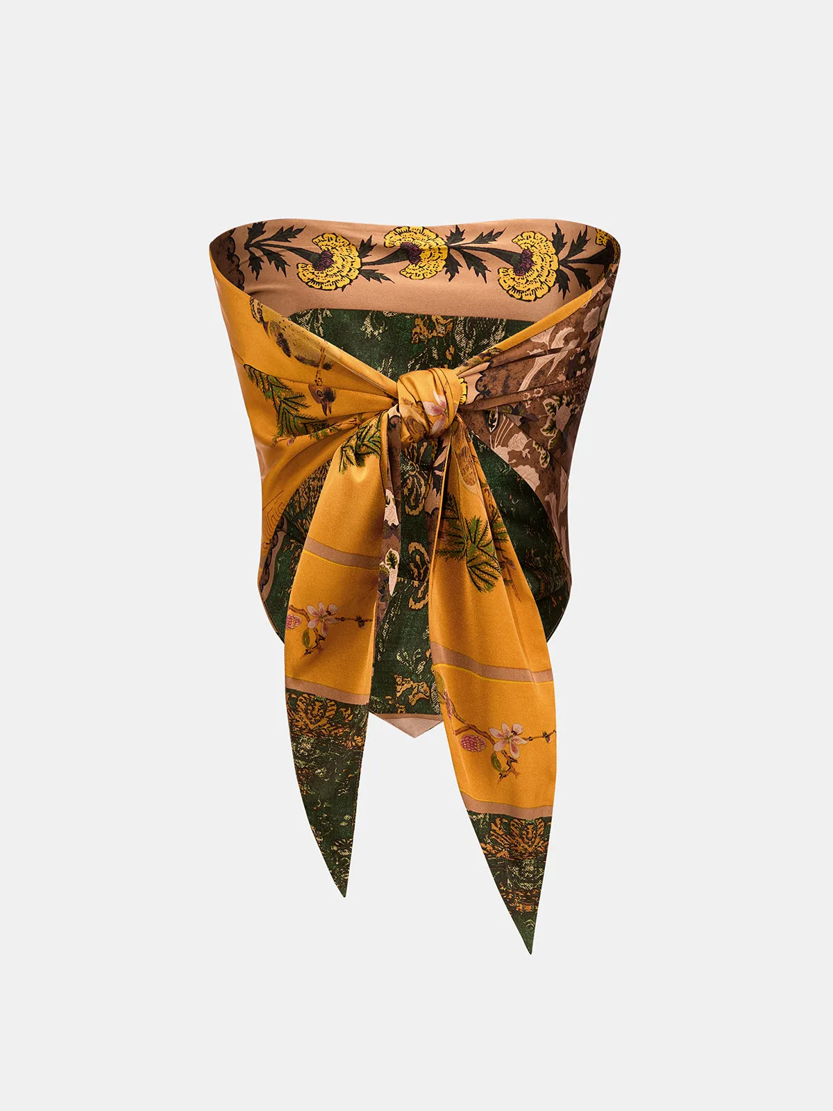Scarf Print Bandeau Top & Wrap Midi Skirt Set sold by COMMENSE product image thumbnail 3