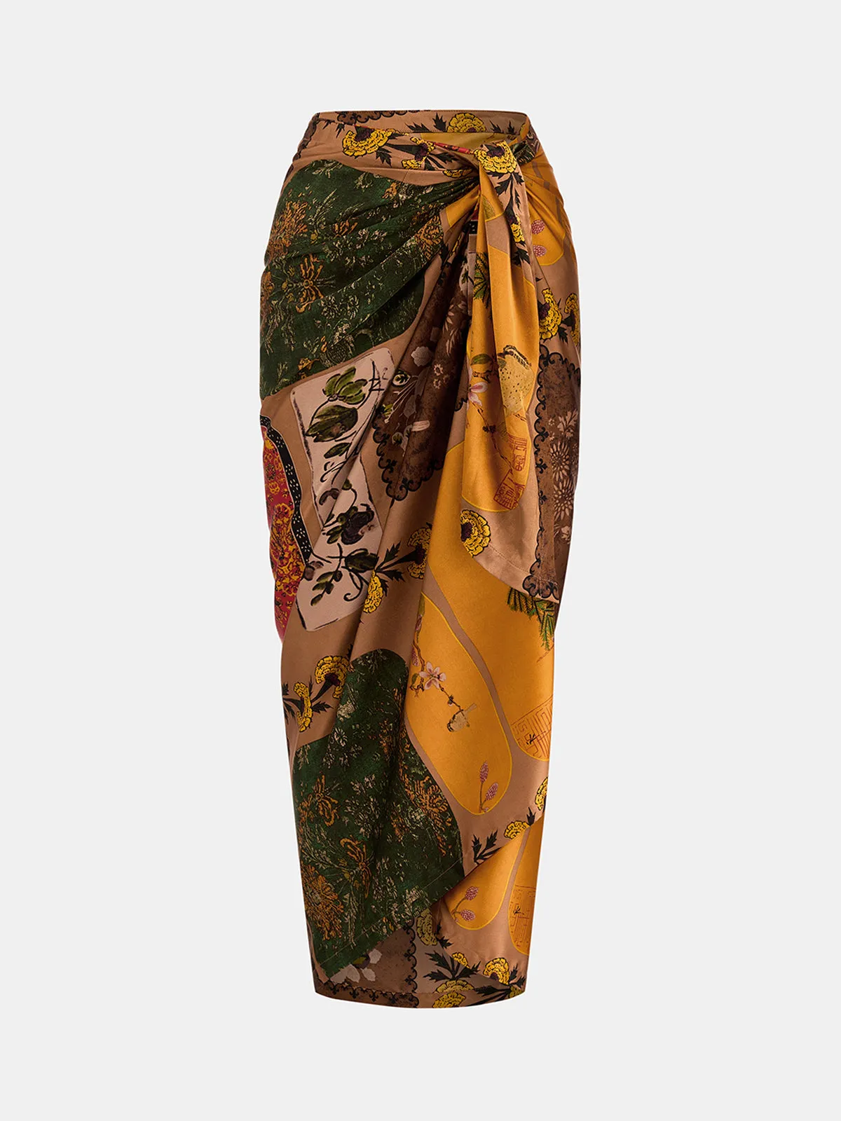 Scarf Print Bandeau Top & Wrap Midi Skirt Set sold by COMMENSE product image thumbnail 4