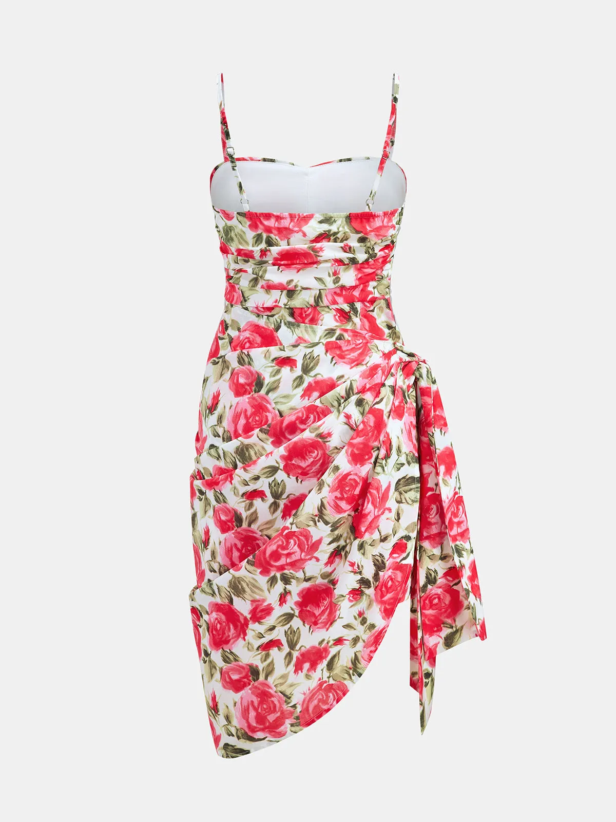 Floral Draped Asymmetric Midi Dress sold by COMMENSE product image thumbnail 2