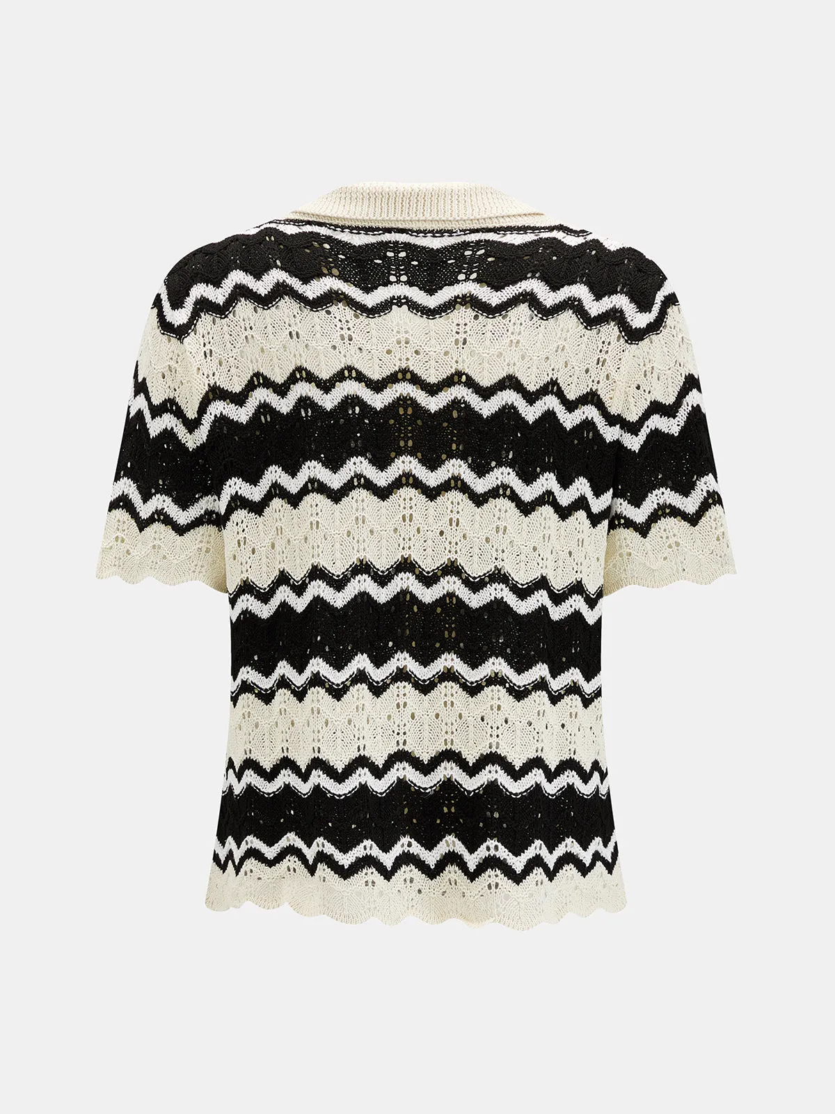 Wave Knit Button-Up Cardigan & Shorts Set sold by COMMENSE product image thumbnail 5