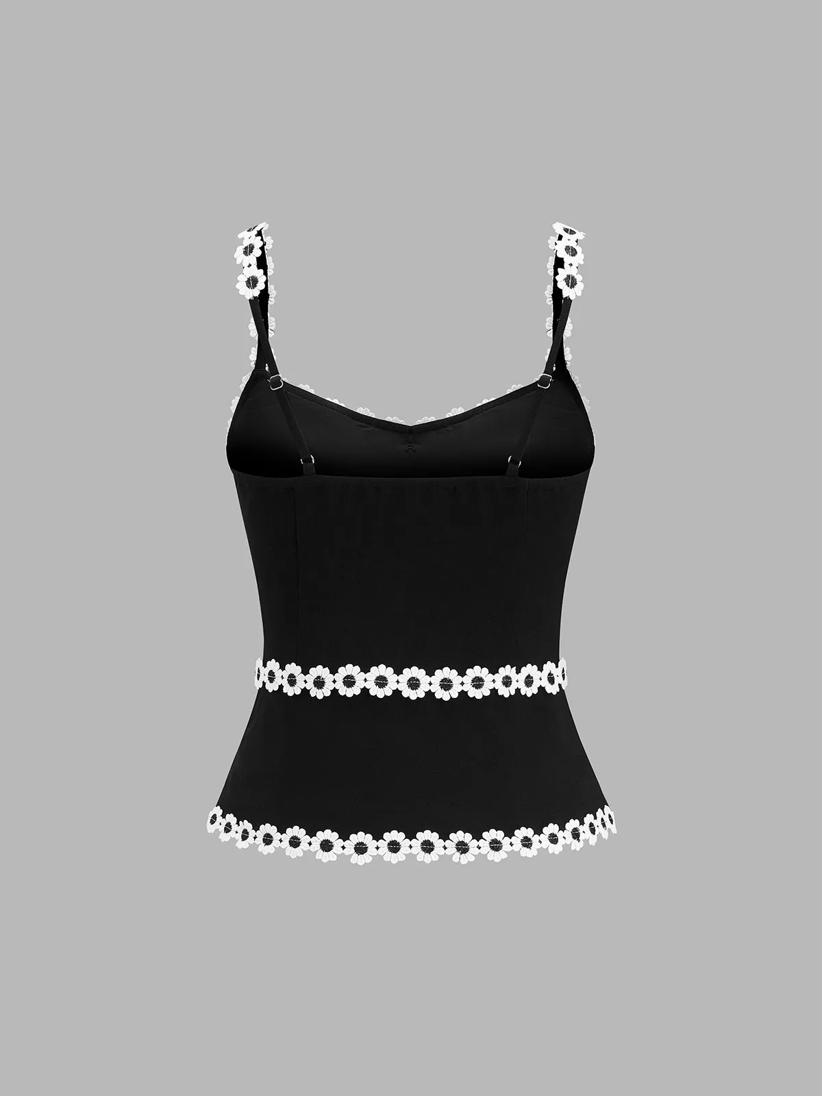 Daisy Lace Trim Front Split Cami Top sold by COMMENSE product image thumbnail 3