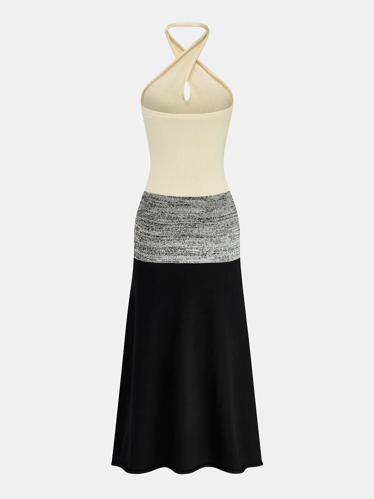 Color Block Halter Knit Midi Dress sold by COMMENSE product image thumbnail 3