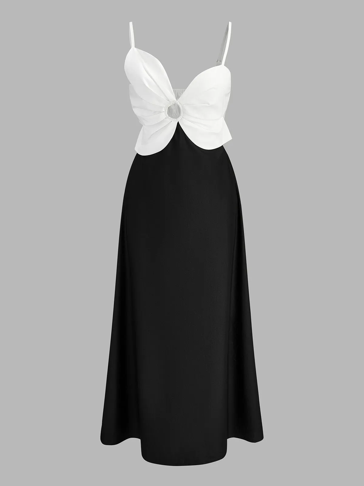 Color Block Ring Cutout Slip Midi Dress sold by COMMENSE product image thumbnail 2