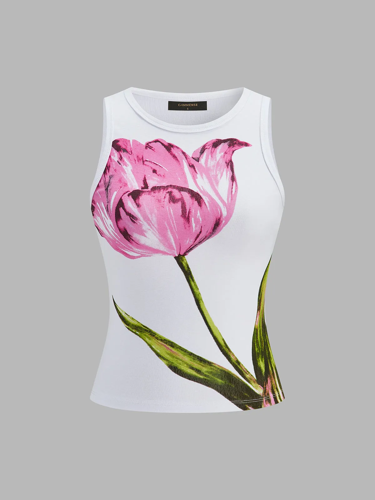 Tulip Print Slim Sleeveless Tank Top sold by COMMENSE