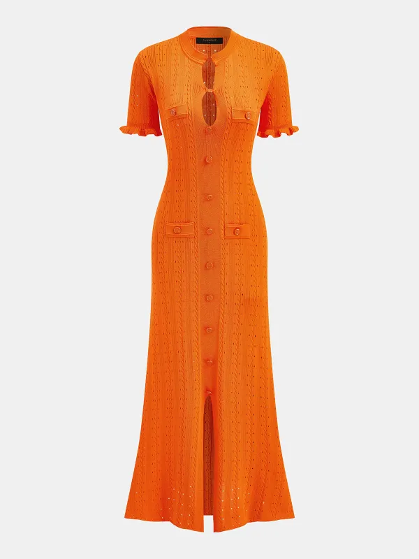 Cutout Cable Knit Midi Mermaid Dress made by COMMENSE
