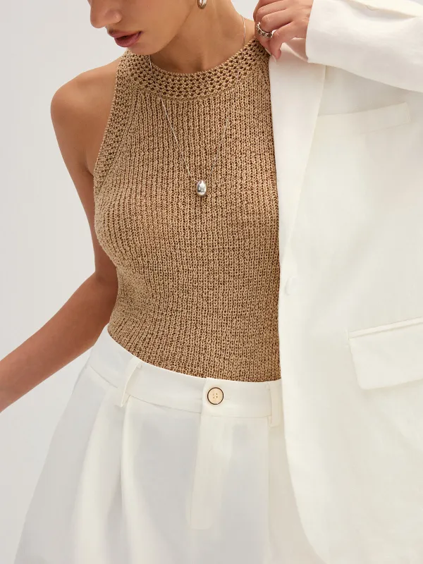 Open Knit Slim Tank Top made by COMMENSE
