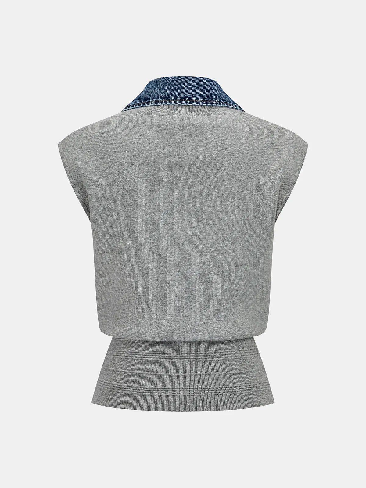 Denim Collar Sleeveless Knit Vest sold by COMMENSE product image thumbnail 3