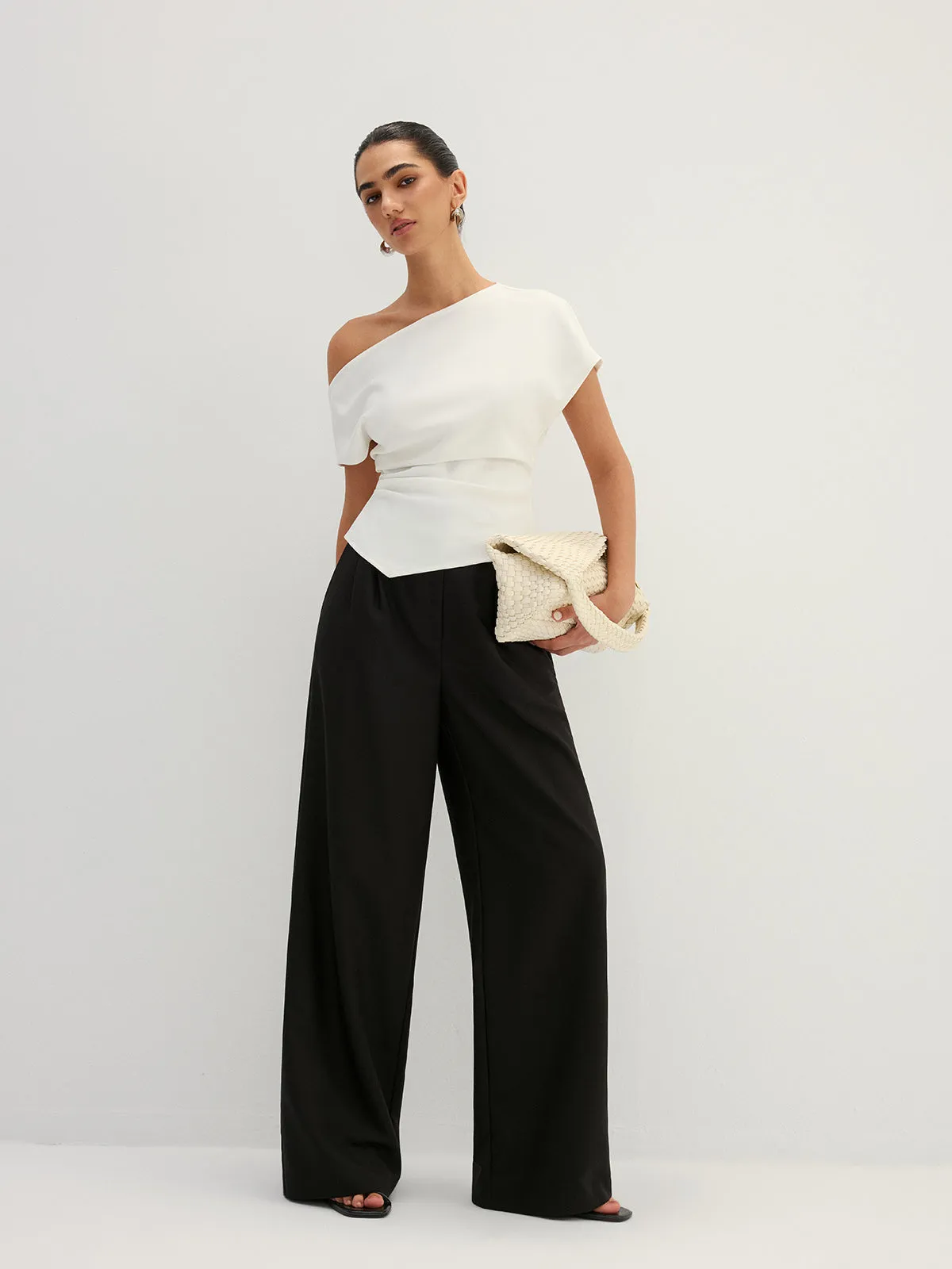 Asymmetric Off Shoulder Ruched Fitted Blouse sold by COMMENSE product image thumbnail 4