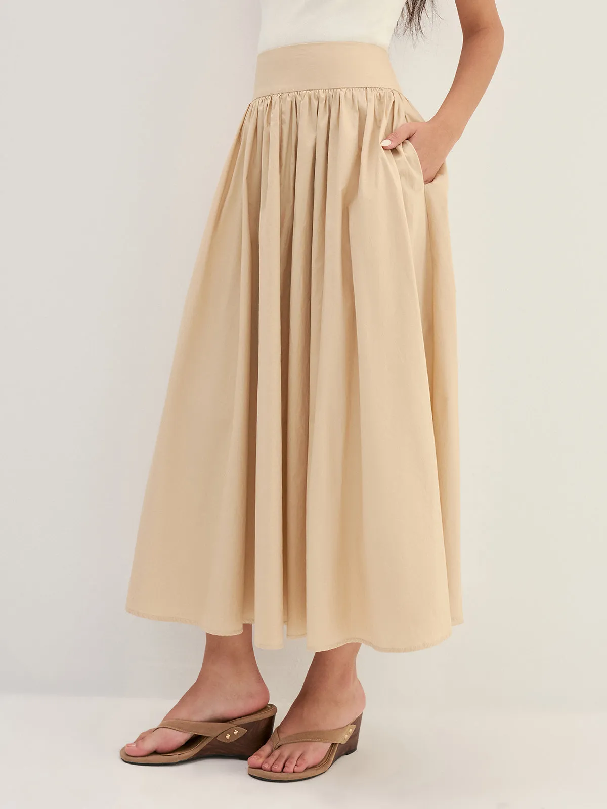 High Waist Gathered Swing Skirt sold by COMMENSE product image thumbnail 4