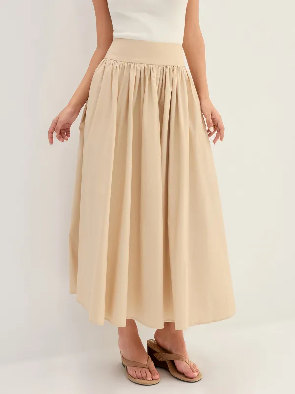 High Waist Gathered Swing Skirt made by COMMENSE