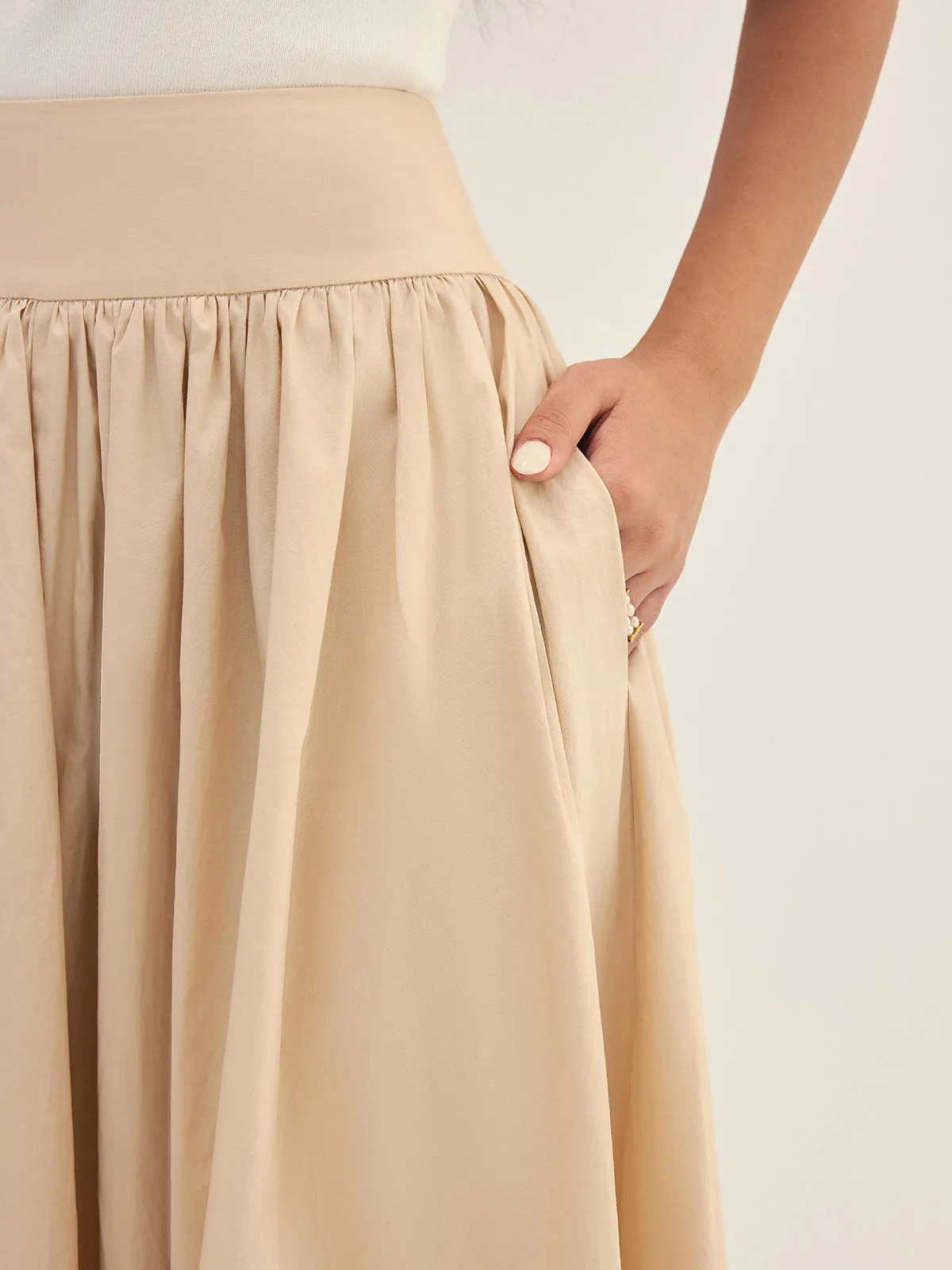 High Waist Gathered Swing Skirt sold by COMMENSE product image thumbnail 5