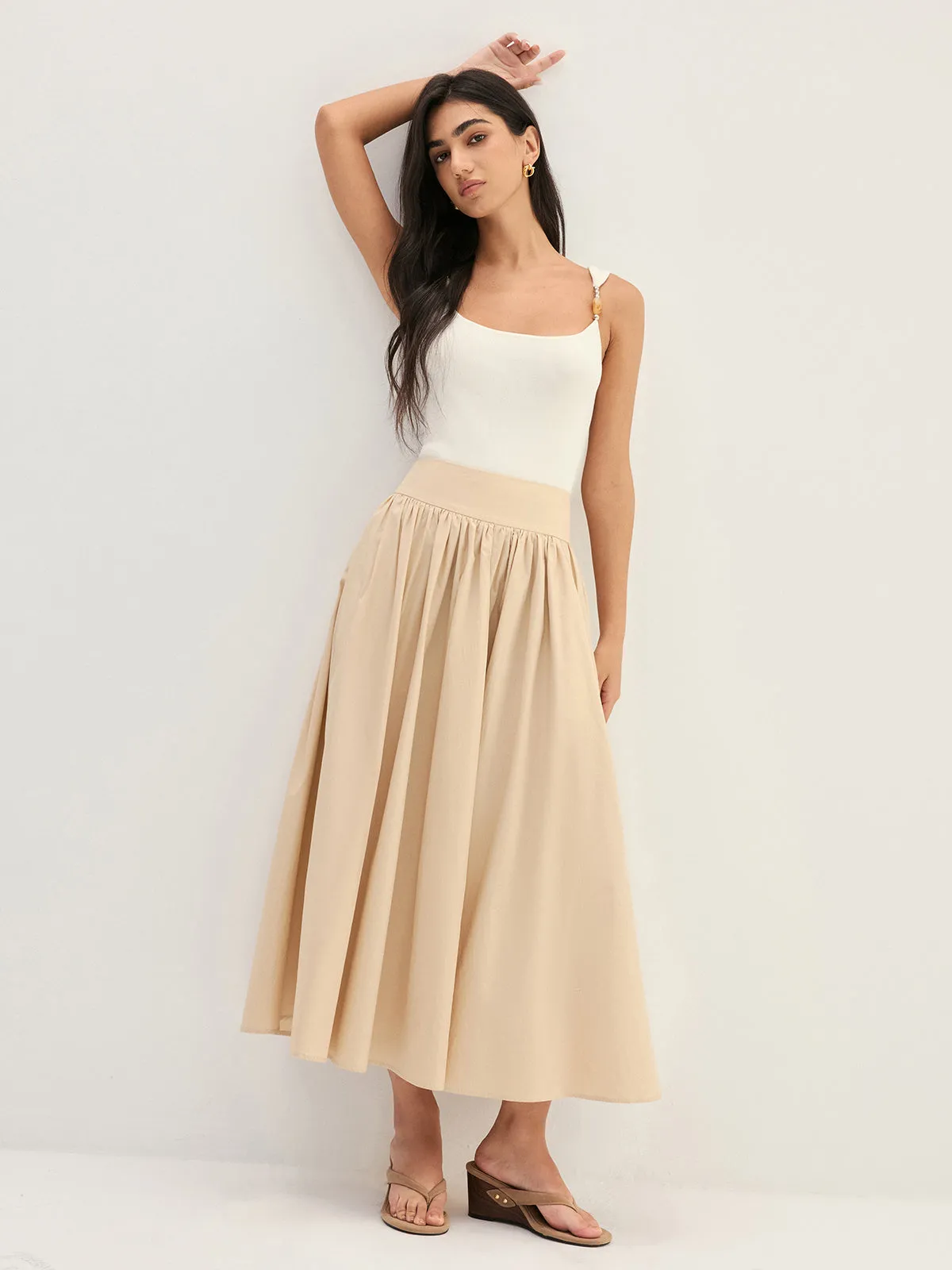 High Waist Gathered Swing Skirt sold by COMMENSE product image thumbnail 2