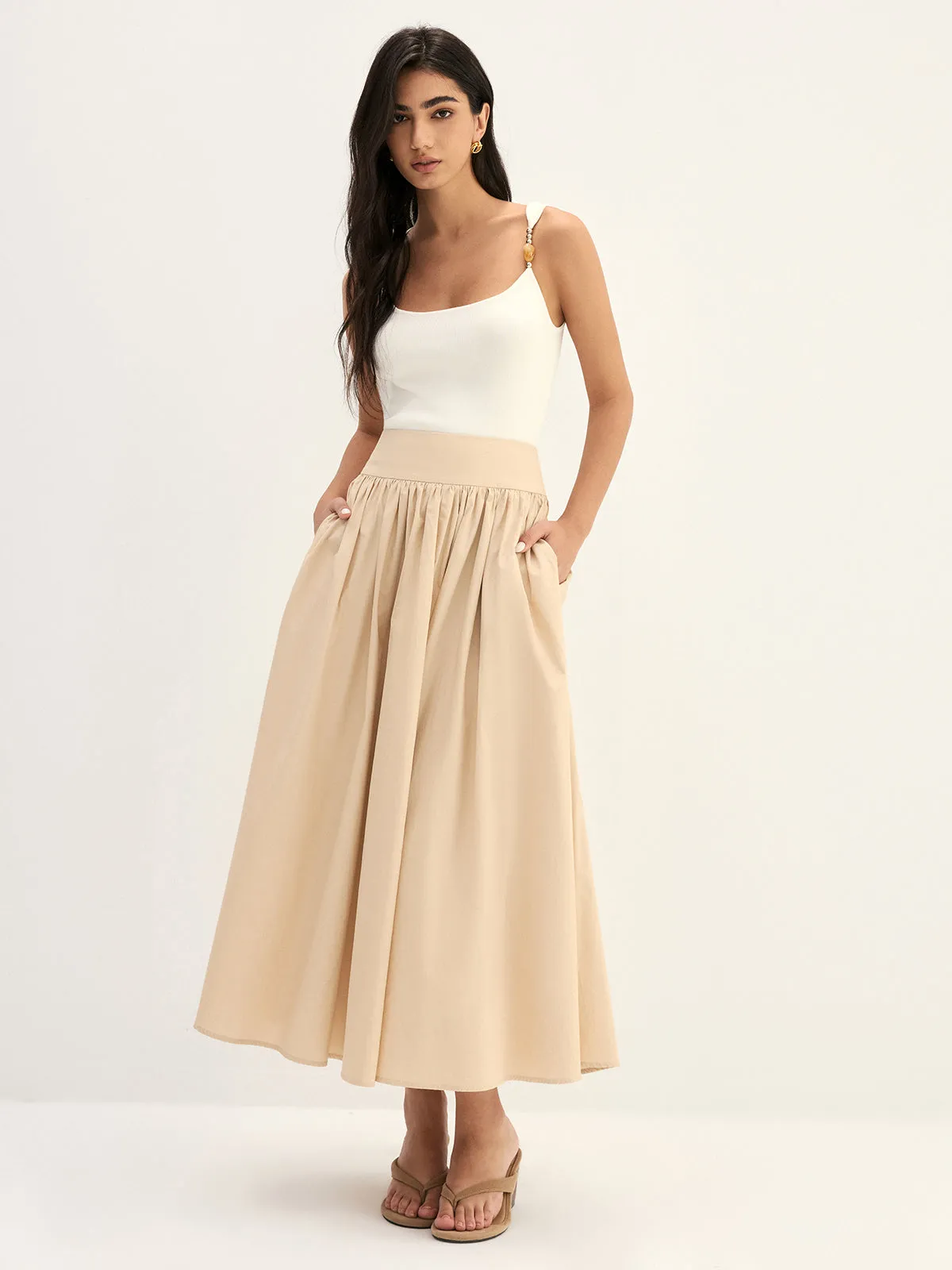 High Waist Gathered Swing Skirt sold by COMMENSE product image thumbnail 3