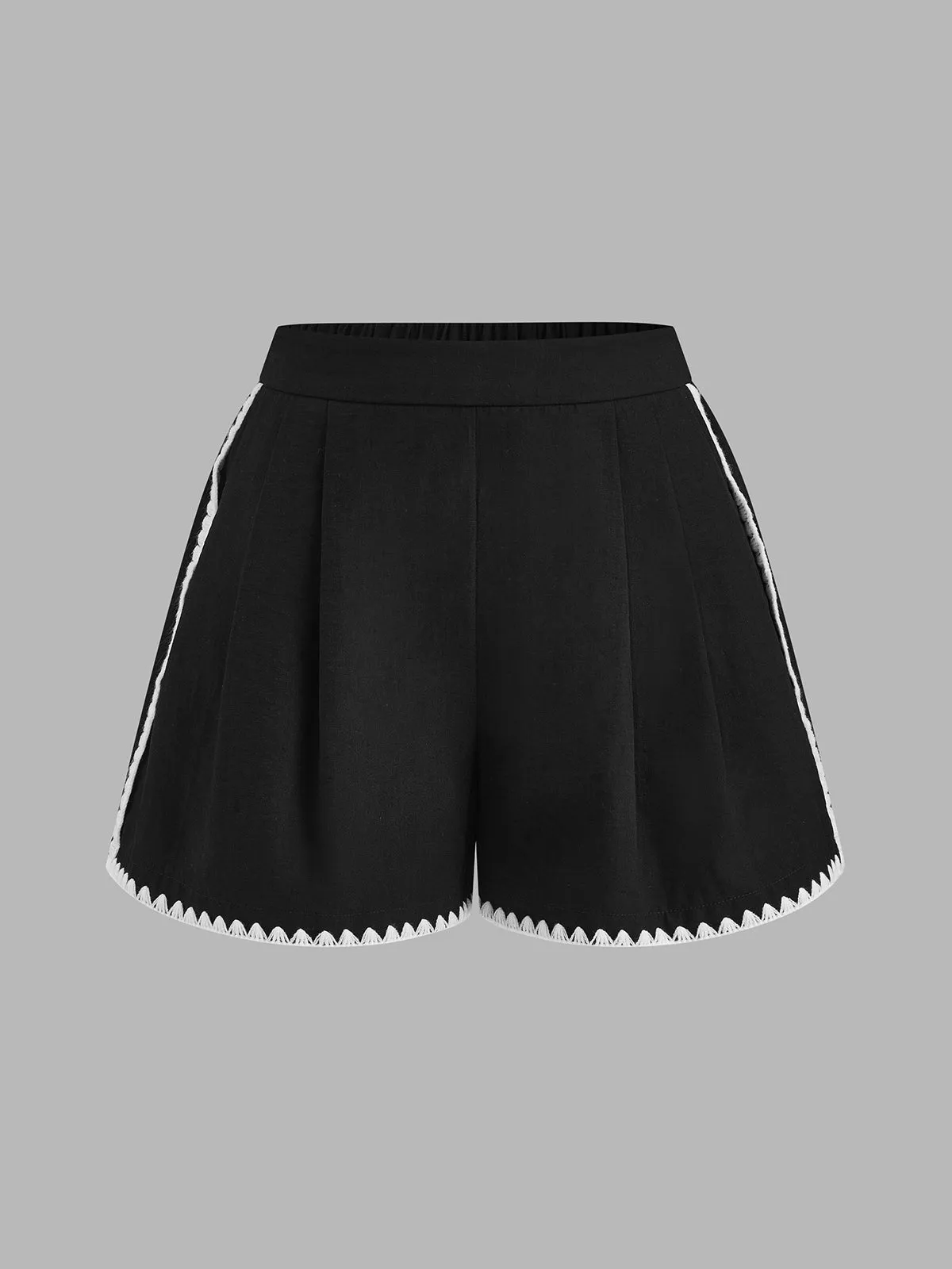 Casual Embroidered Trim Two Piece Shorts Set sold by COMMENSE product image thumbnail 5