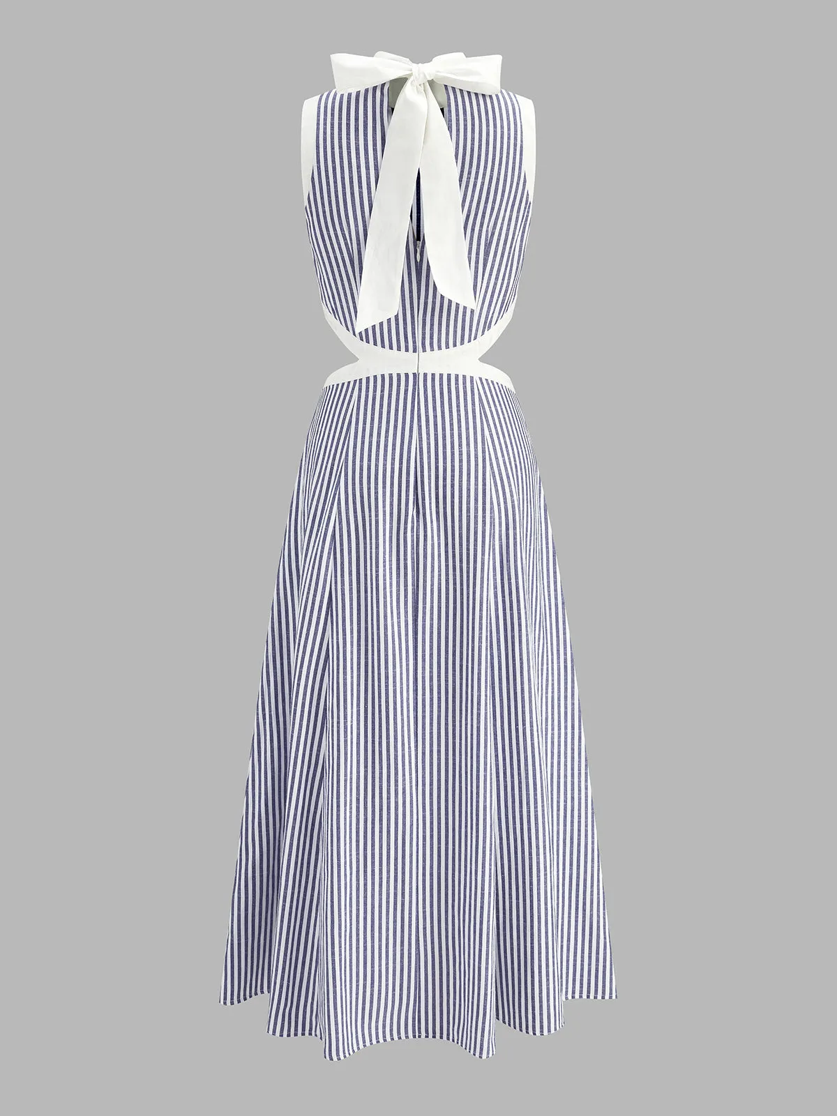 Mock Neck Waist Cutout Striped Maxi Dress sold by COMMENSE product image thumbnail 4