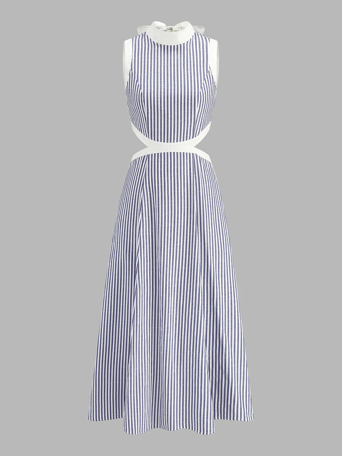 Mock Neck Waist Cutout Striped Maxi Dress sold by COMMENSE product image thumbnail 2
