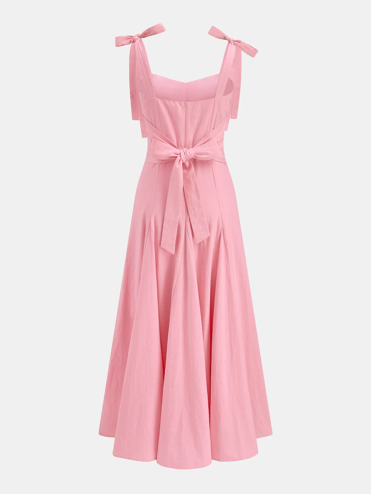 Bow Tie Straps Cotton Midi Dress sold by COMMENSE product image thumbnail 3