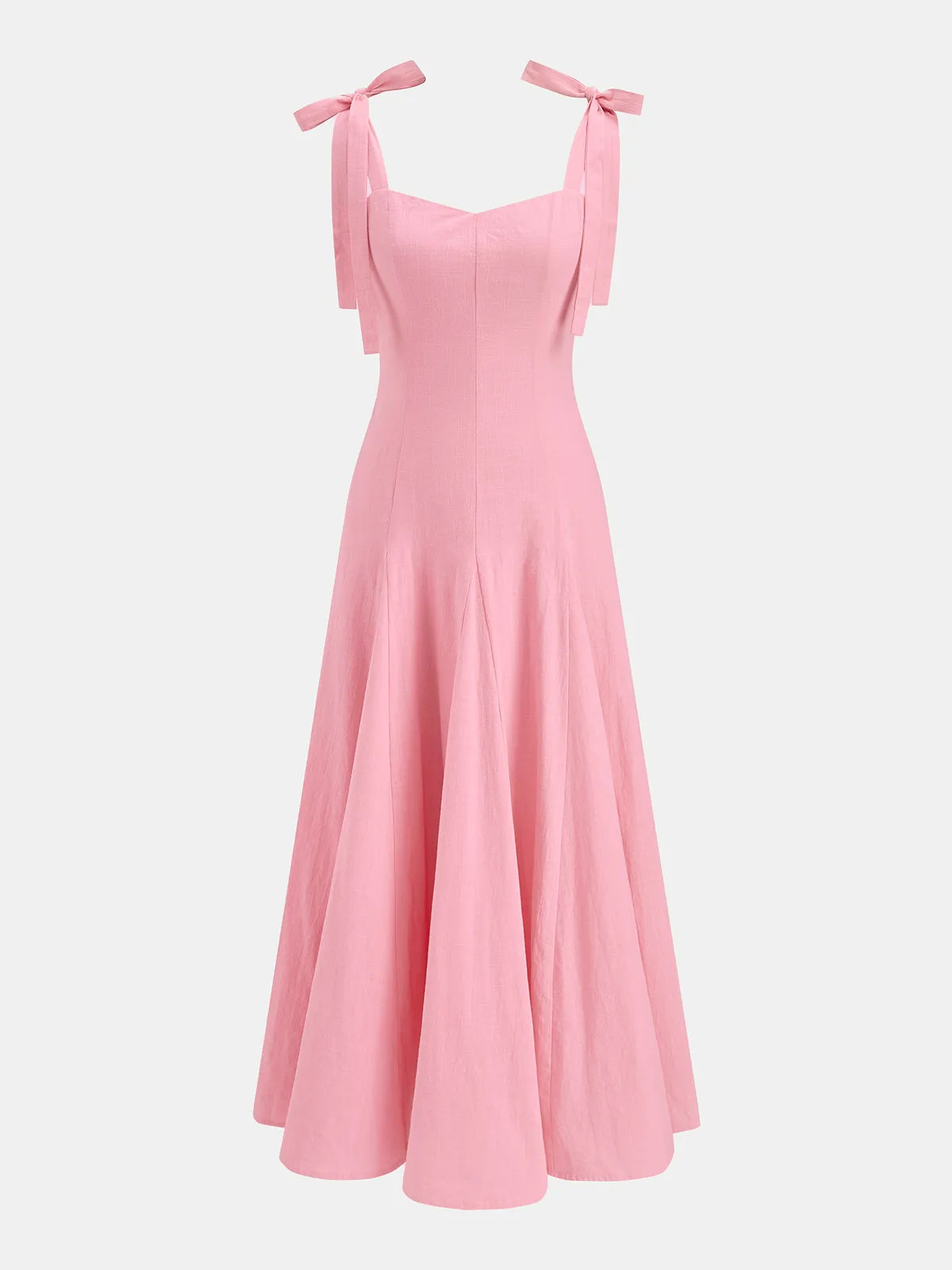 Bow Tie Straps Cotton Midi Dress sold by COMMENSE product image thumbnail 2