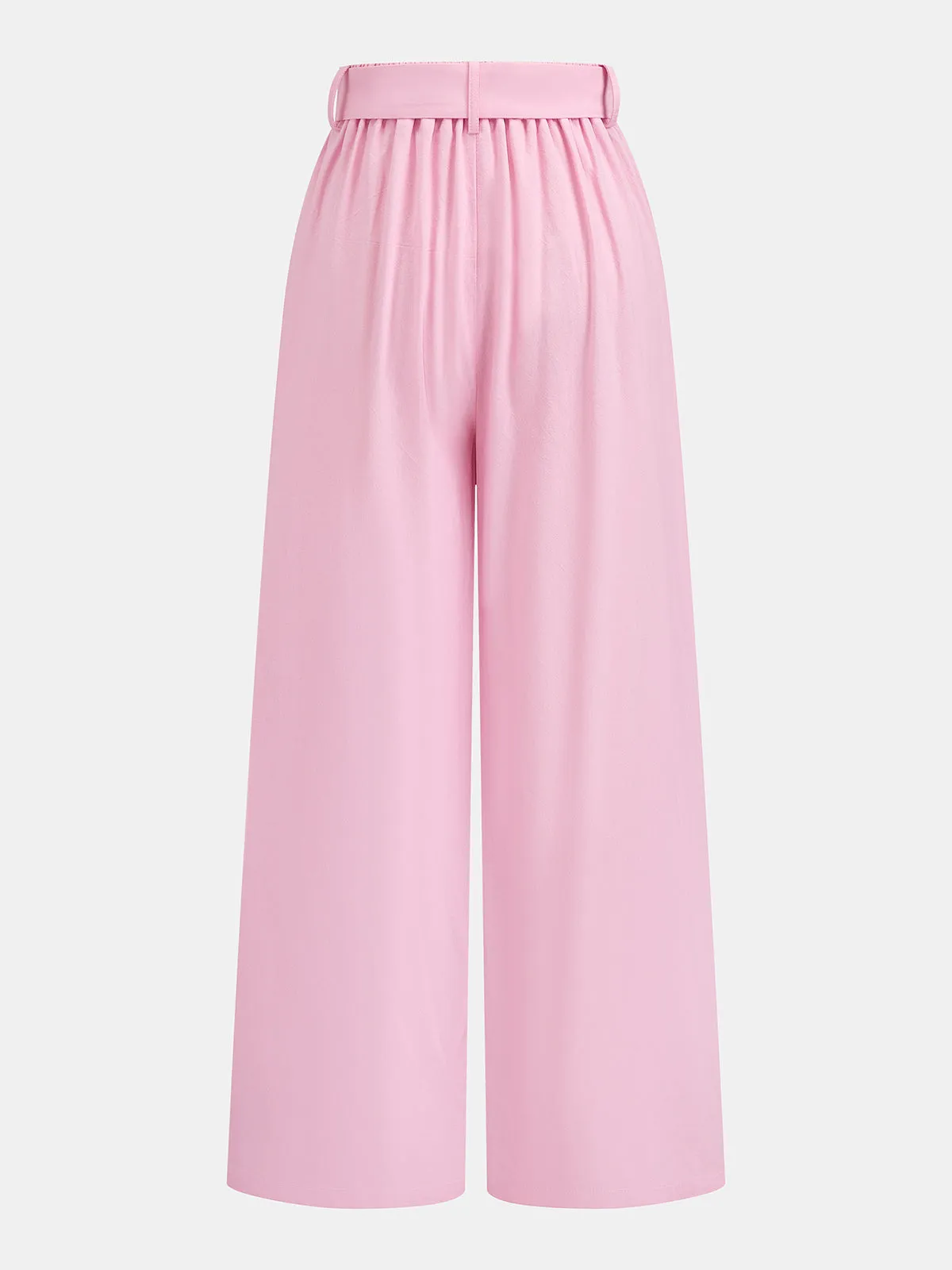 Linen Blend Collared Top & Belted Pants Set sold by COMMENSE product image thumbnail 5