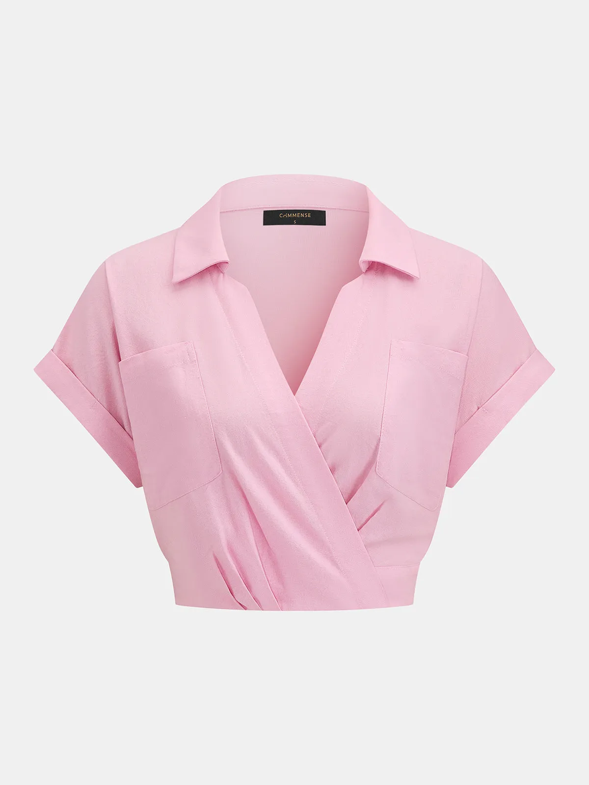 Linen Blend Collared Top & Belted Pants Set sold by COMMENSE product image thumbnail 2
