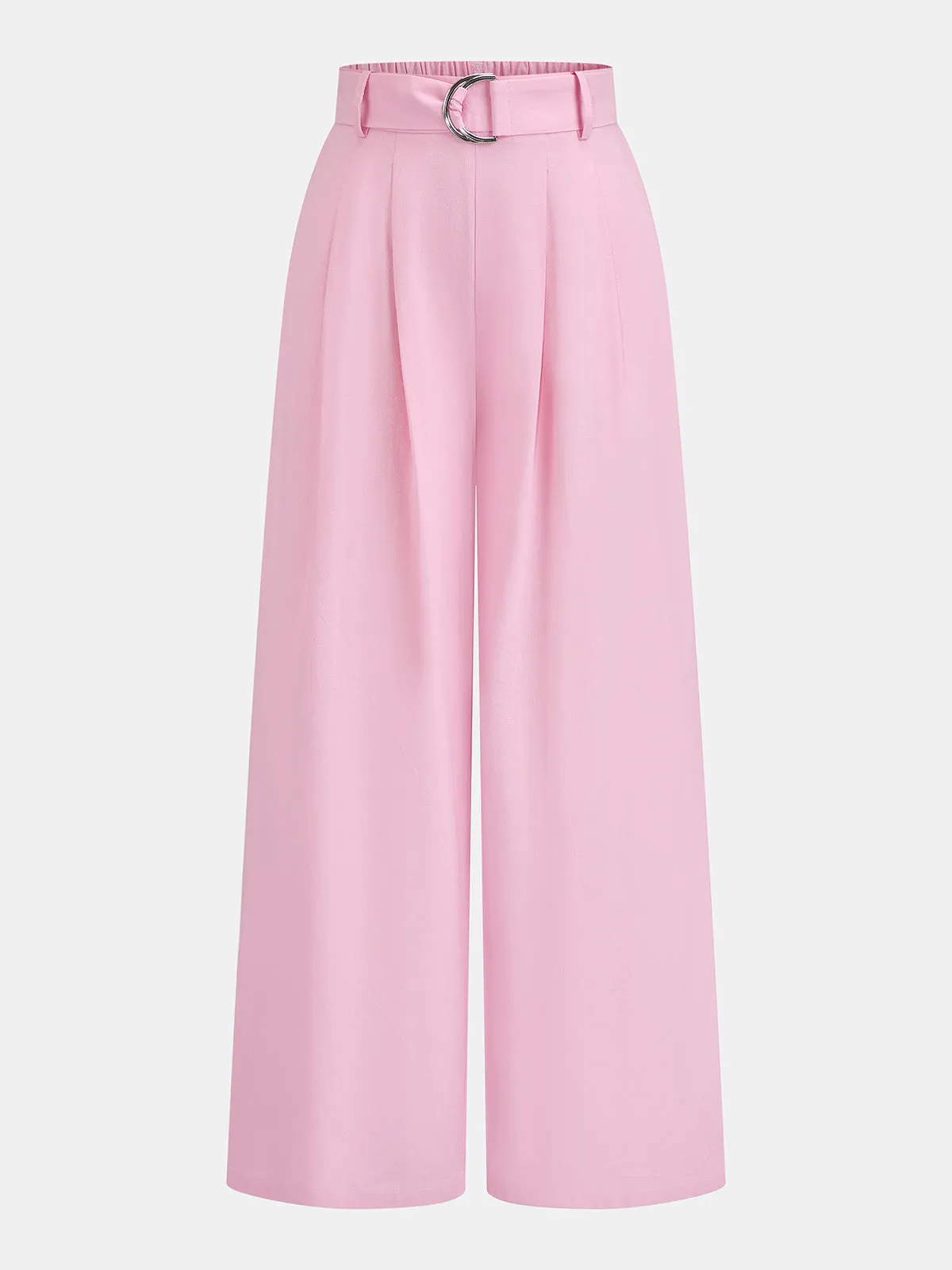 Linen Blend Collared Top & Belted Pants Set sold by COMMENSE product image thumbnail 4