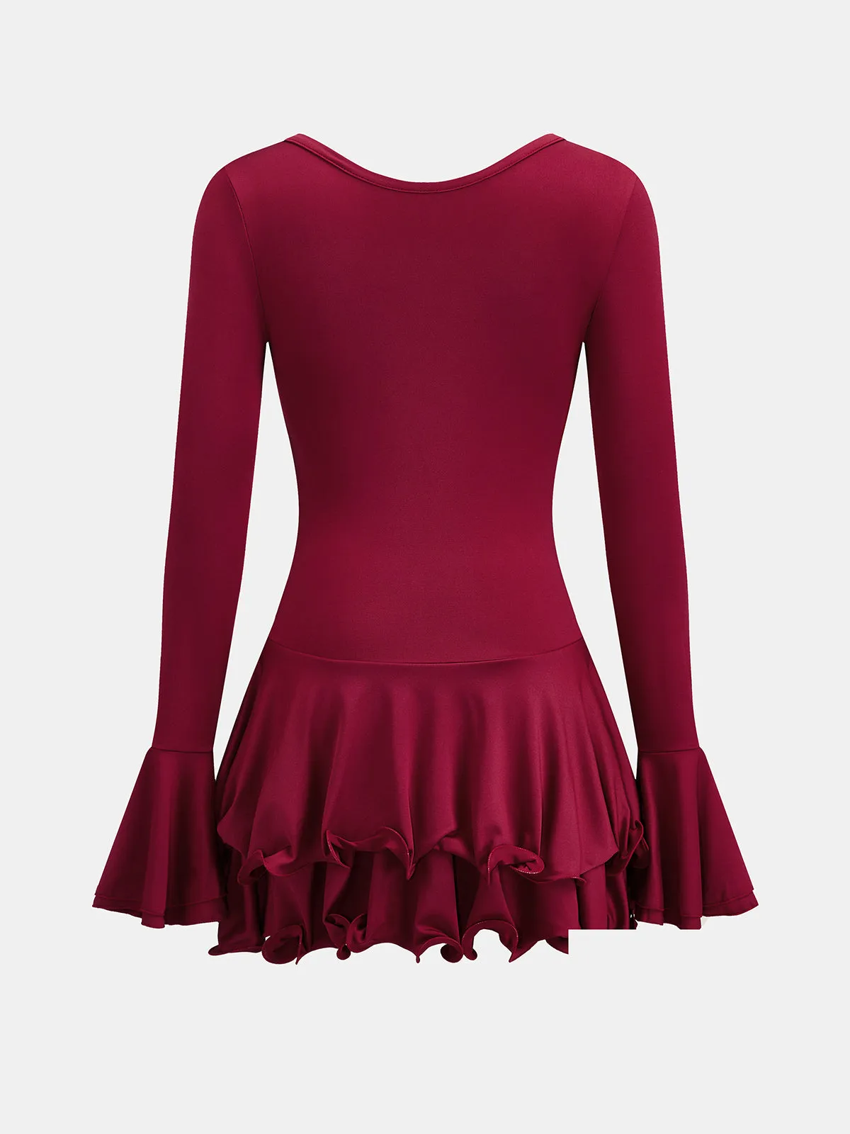 V Neck Button Flare Sleeve Ruffle Mini Dress sold by COMMENSE product image thumbnail 2