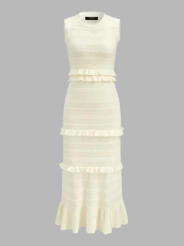 Tiered Ruffle Knit Maxi Dress made by COMMENSE
