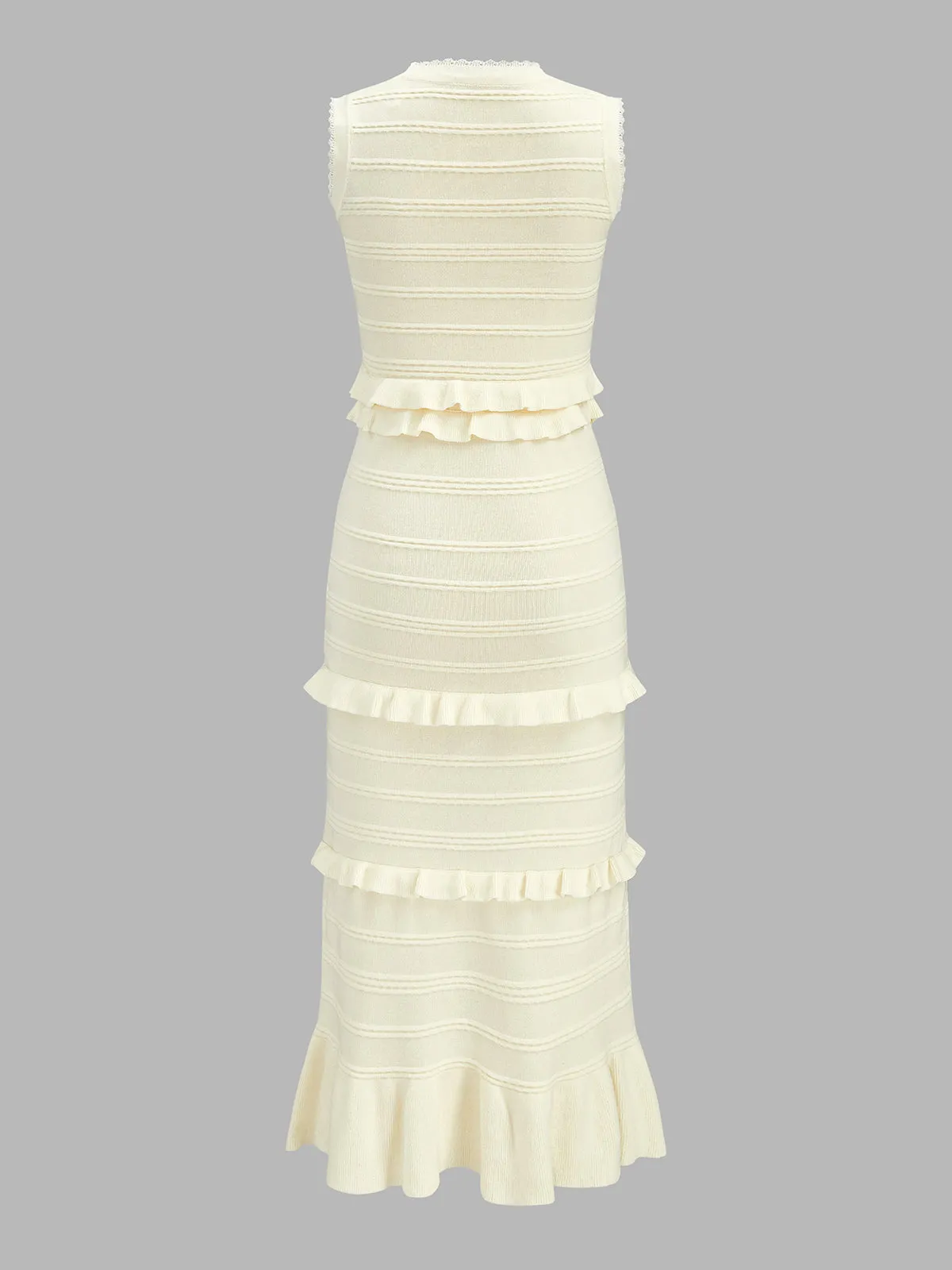 Tiered Ruffle Knit Maxi Dress sold by COMMENSE product image thumbnail 2