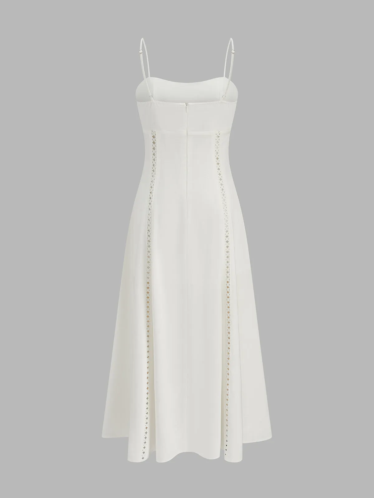 Front Cutout Eyelet Lace Slip Maxi Dress sold by COMMENSE product image thumbnail 3