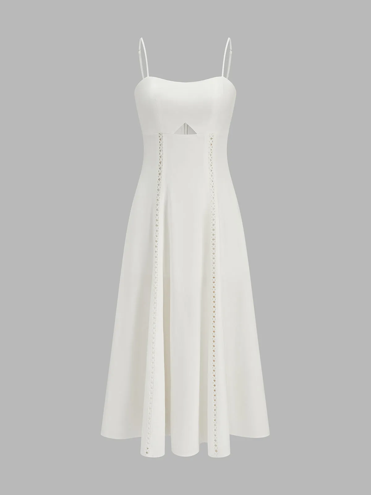 Front Cutout Eyelet Lace Slip Maxi Dress sold by COMMENSE product image thumbnail 2