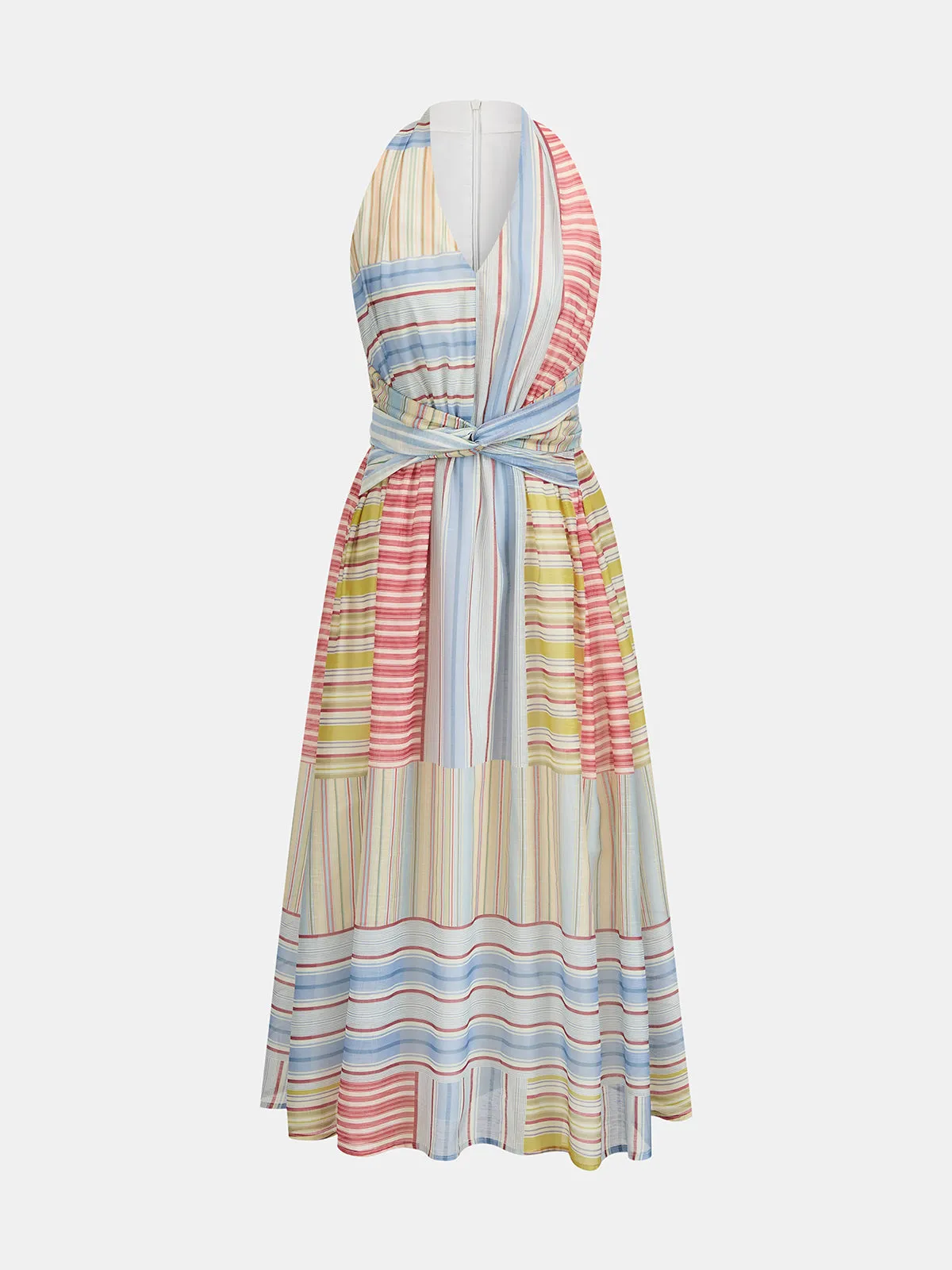 Color Stripe Tie-Back Midi Dress sold by COMMENSE product image thumbnail 2