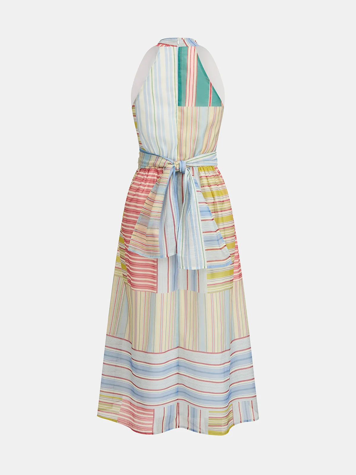 Color Stripe Tie-Back Midi Dress sold by COMMENSE product image thumbnail 3