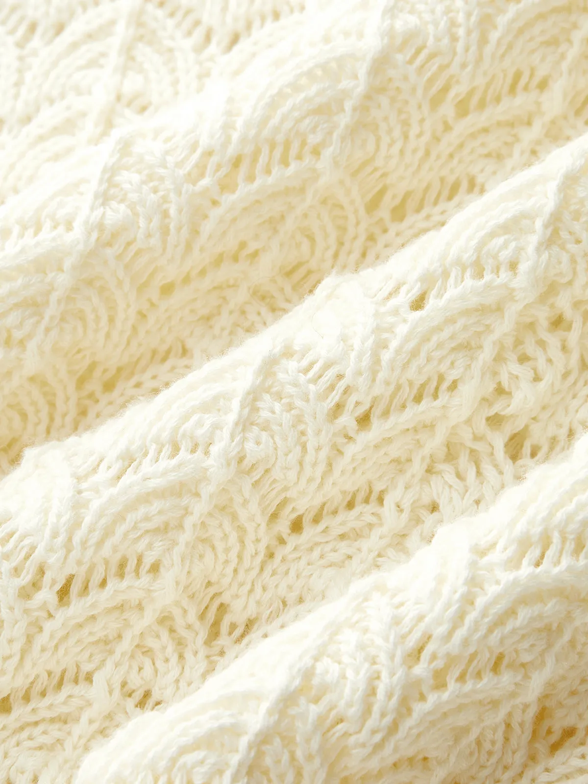 Openwork Short Sleeve Collared Knitted Top sold by COMMENSE product image thumbnail 5