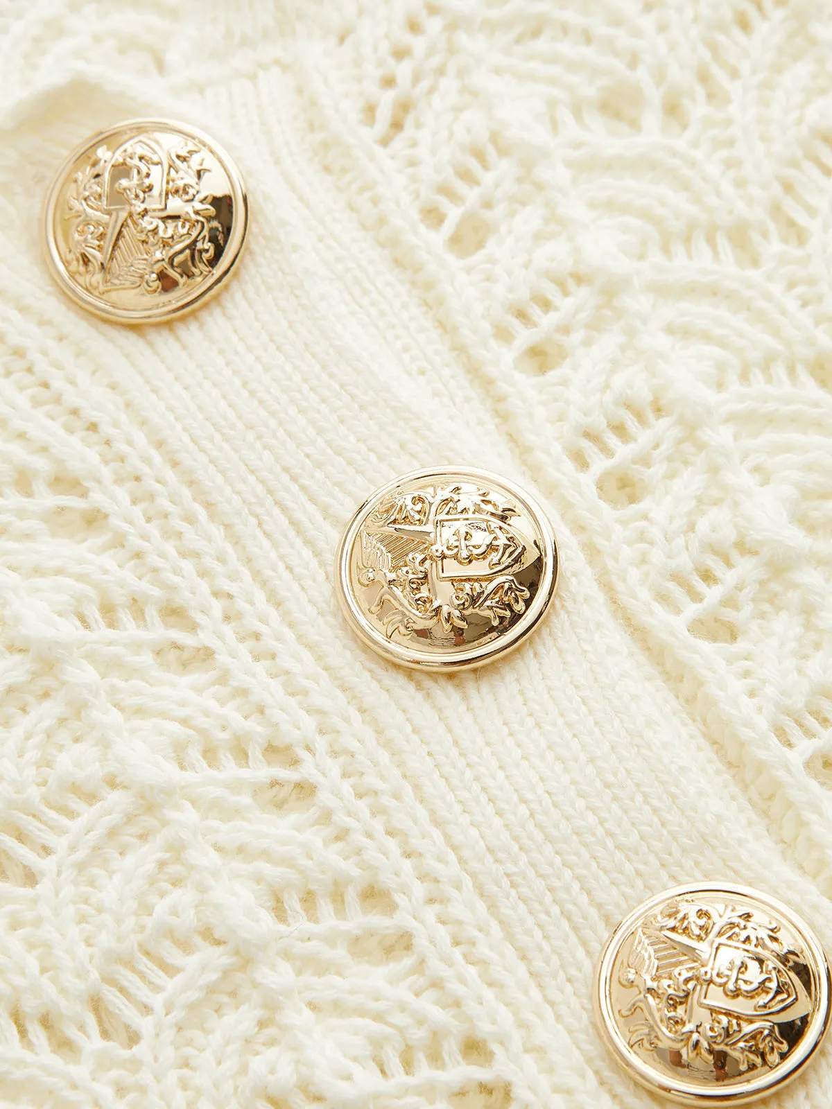 Openwork Short Sleeve Collared Knitted Top sold by COMMENSE product image thumbnail 4
