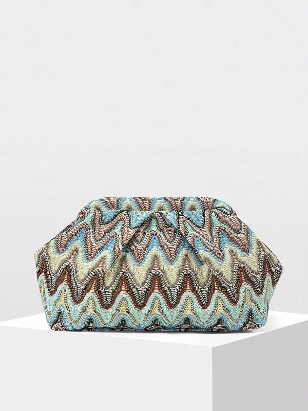 Zigzag Pattern Ruched Evening Clutch made by COMMENSE