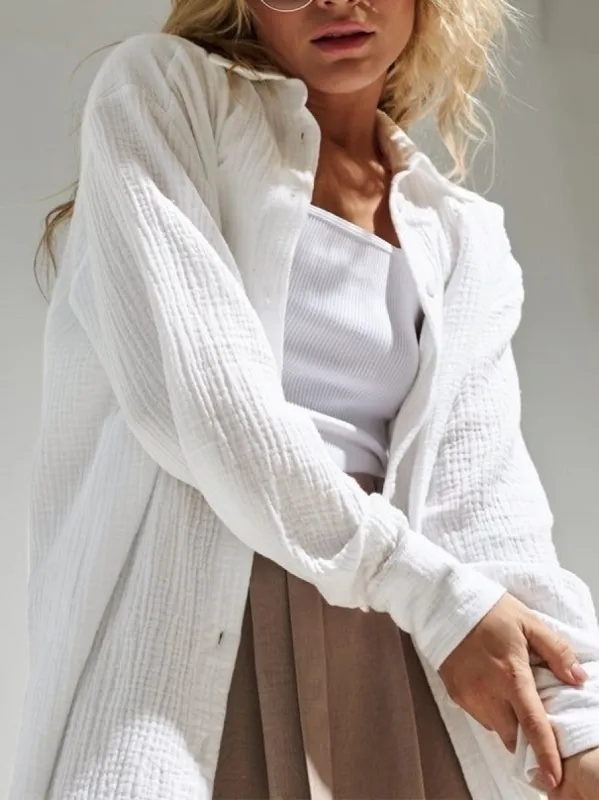 Oversized Cotton Plisse Shirt sold by COMMENSE