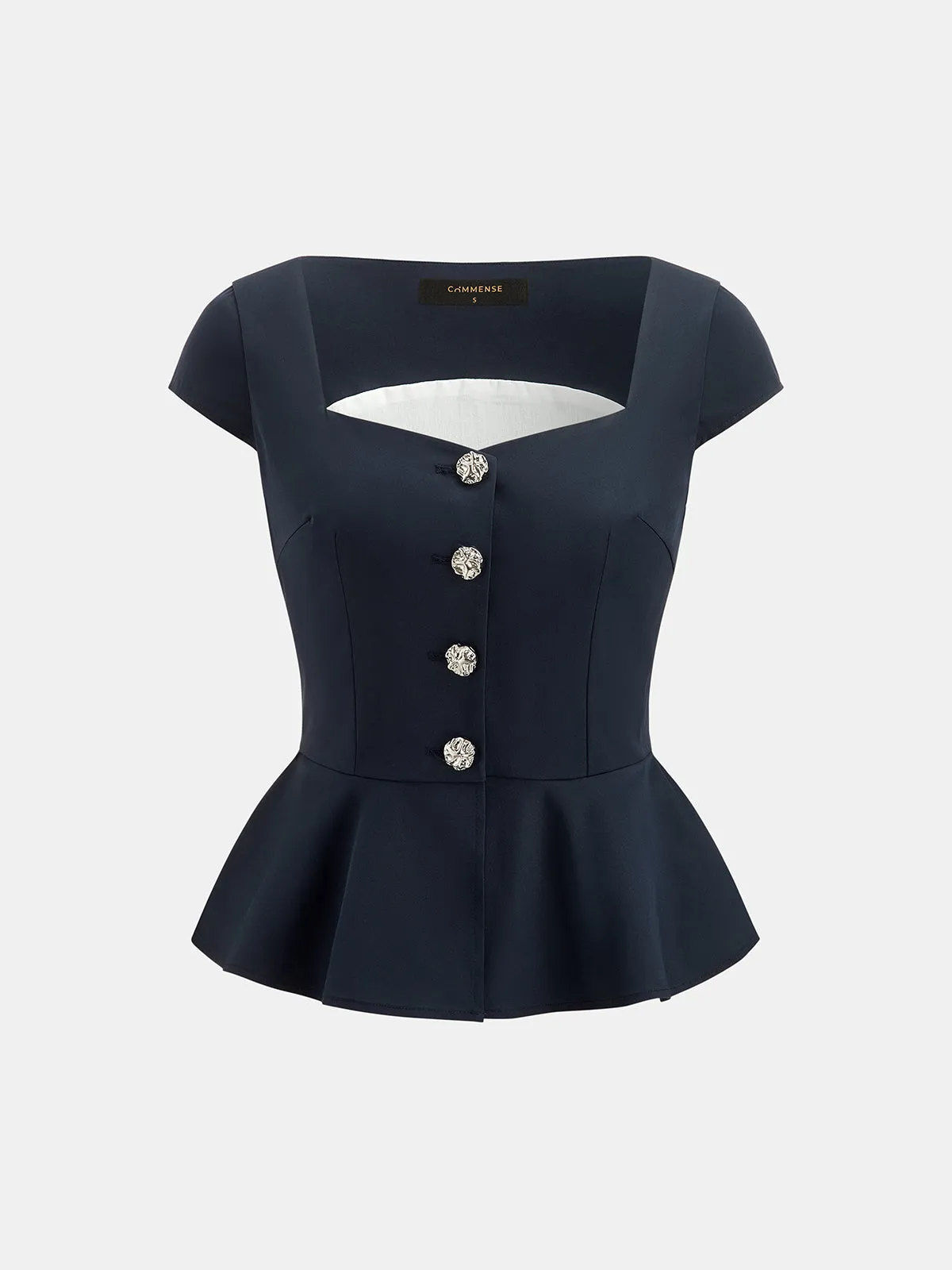 Cap Sleeve Square Neck Peplum Blouse sold by COMMENSE product image thumbnail 2