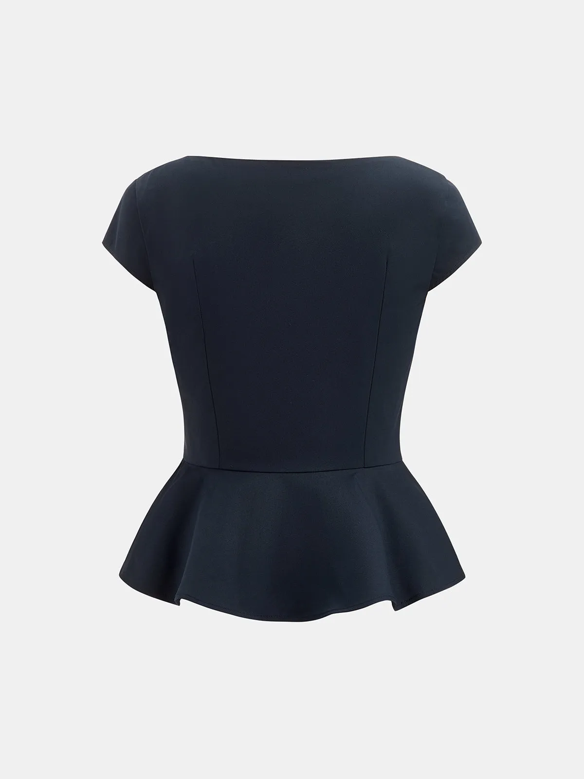 Cap Sleeve Square Neck Peplum Blouse sold by COMMENSE product image thumbnail 3
