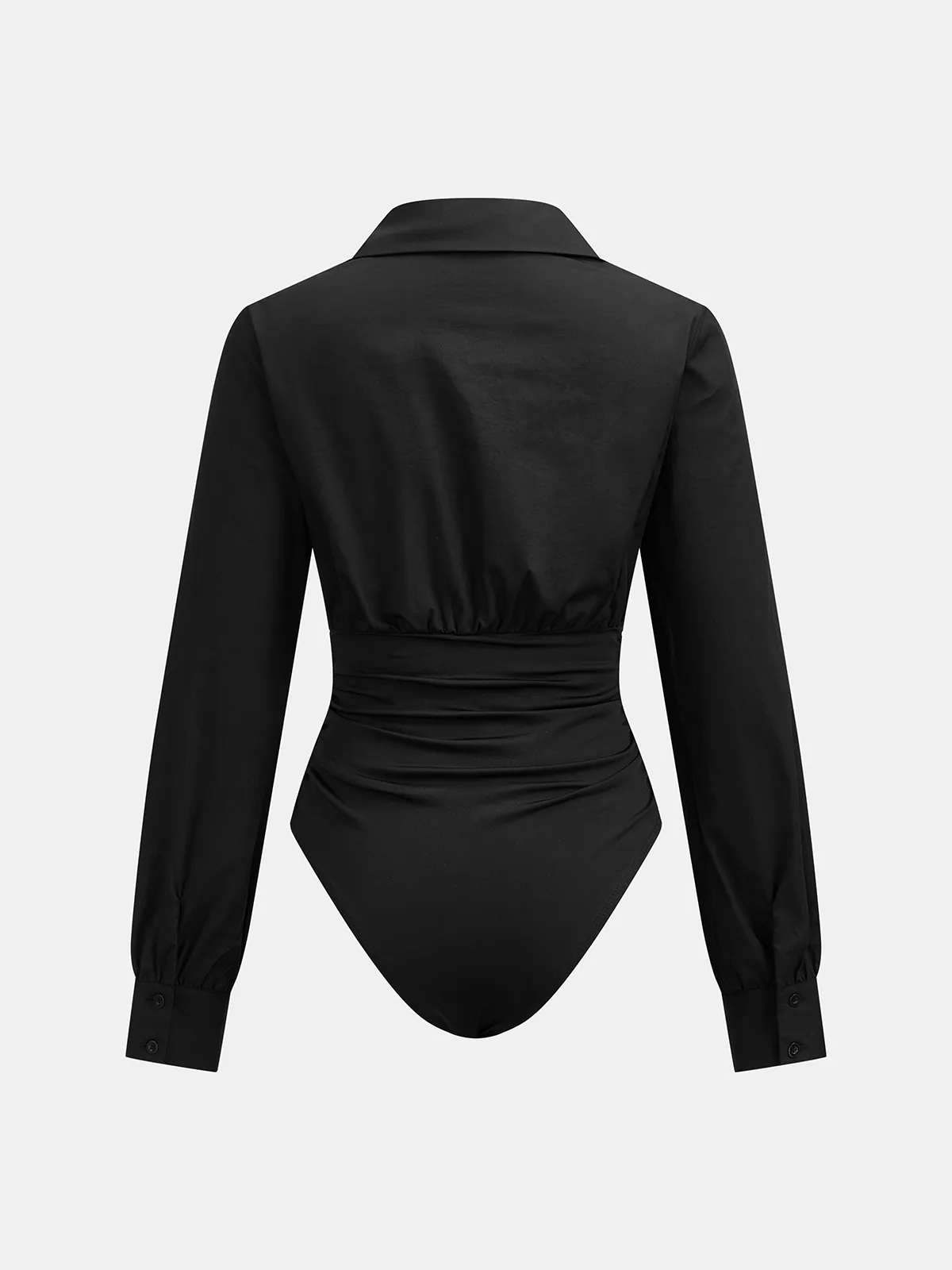 Collared Ruched Long Sleeve Bodysuit sold by COMMENSE product image thumbnail 3