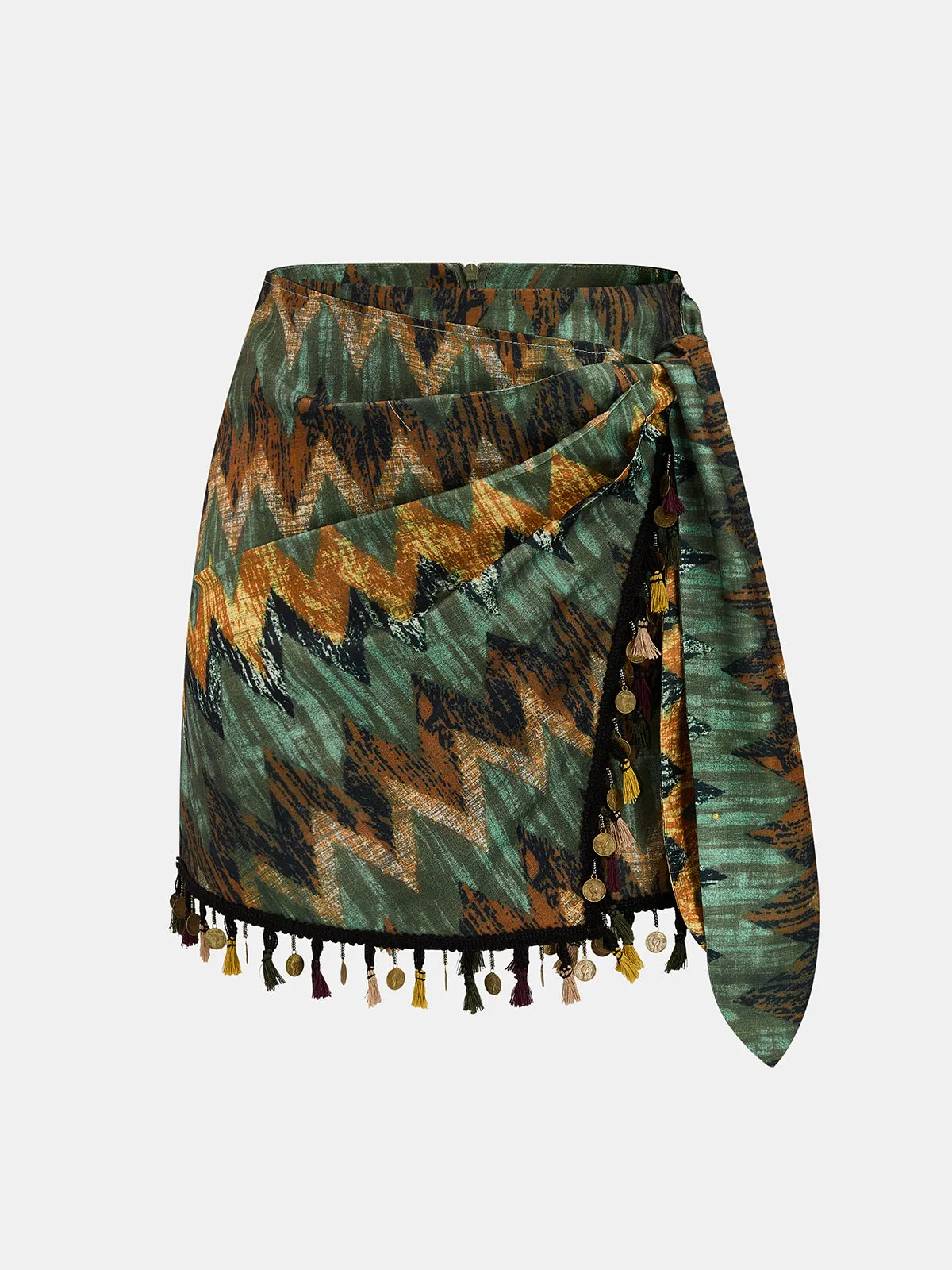 One Shoulder Top & Tassel Mini Skirt Set sold by COMMENSE product image thumbnail 4