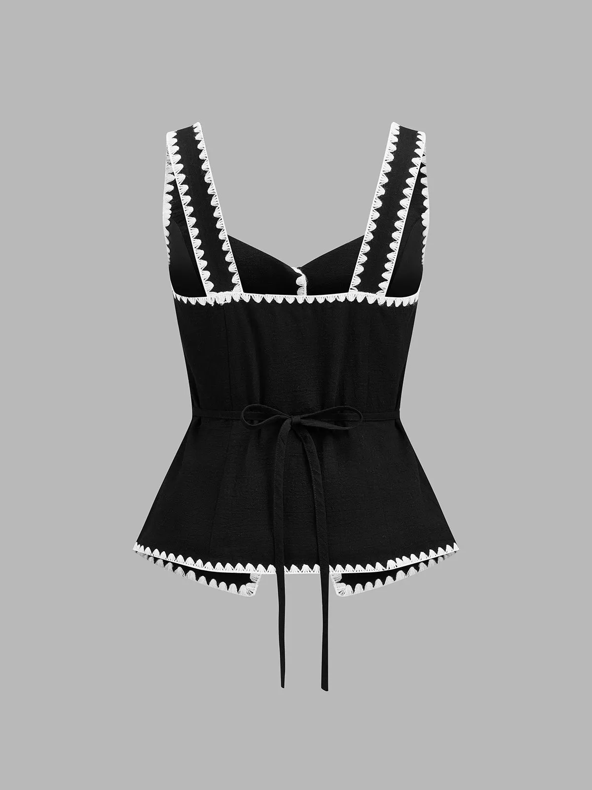 Scalloped Trim Button Front Tank Top sold by COMMENSE product image thumbnail 3