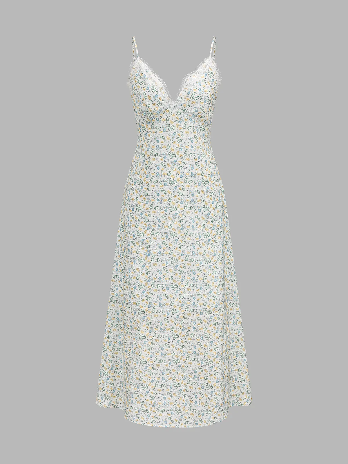 Lace Trim Ditsy Floral Slip Maxi Dress sold by COMMENSE