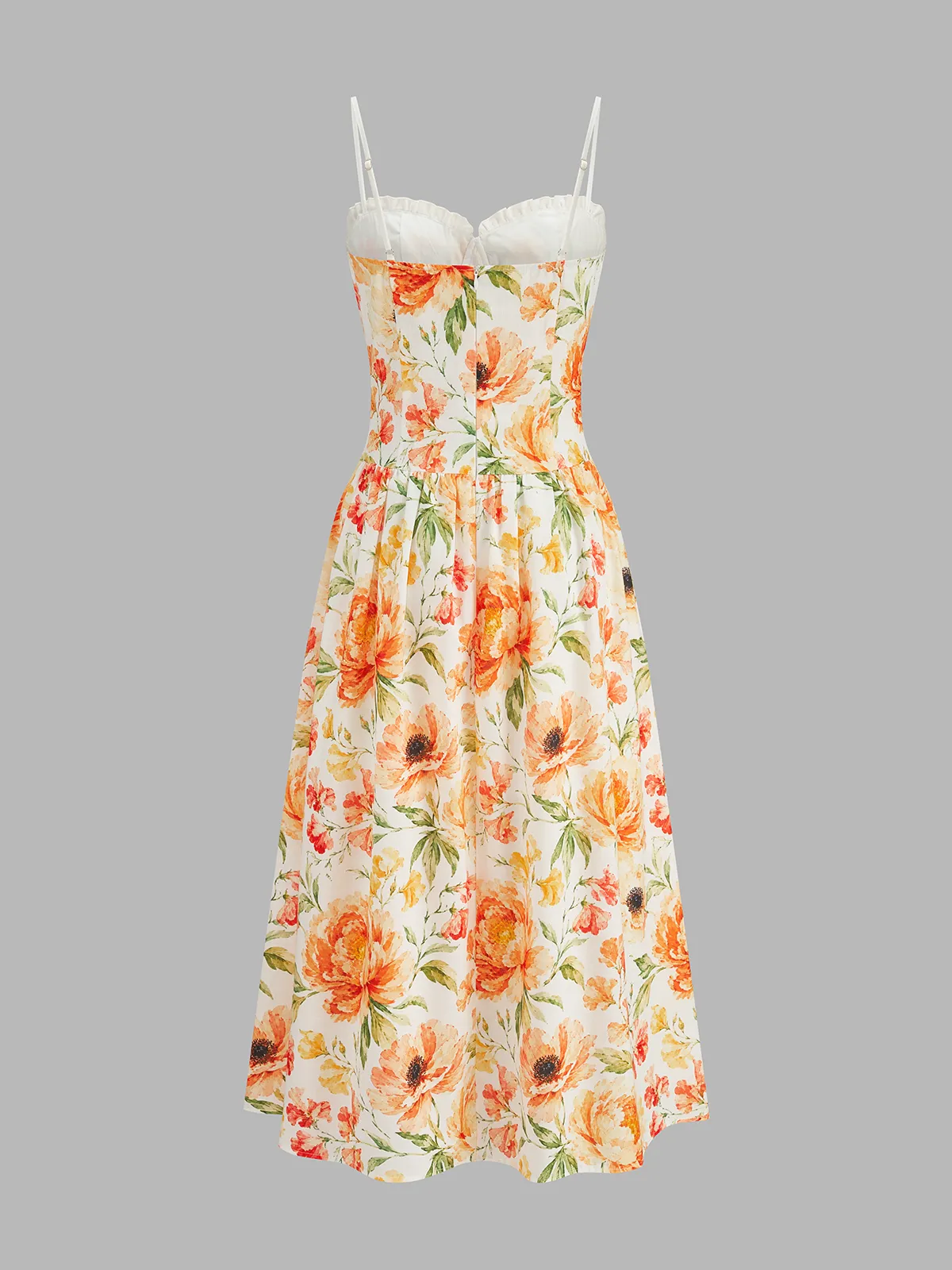 Ruffle Bust Floral Print Cami Midi Dress sold by COMMENSE product image thumbnail 3