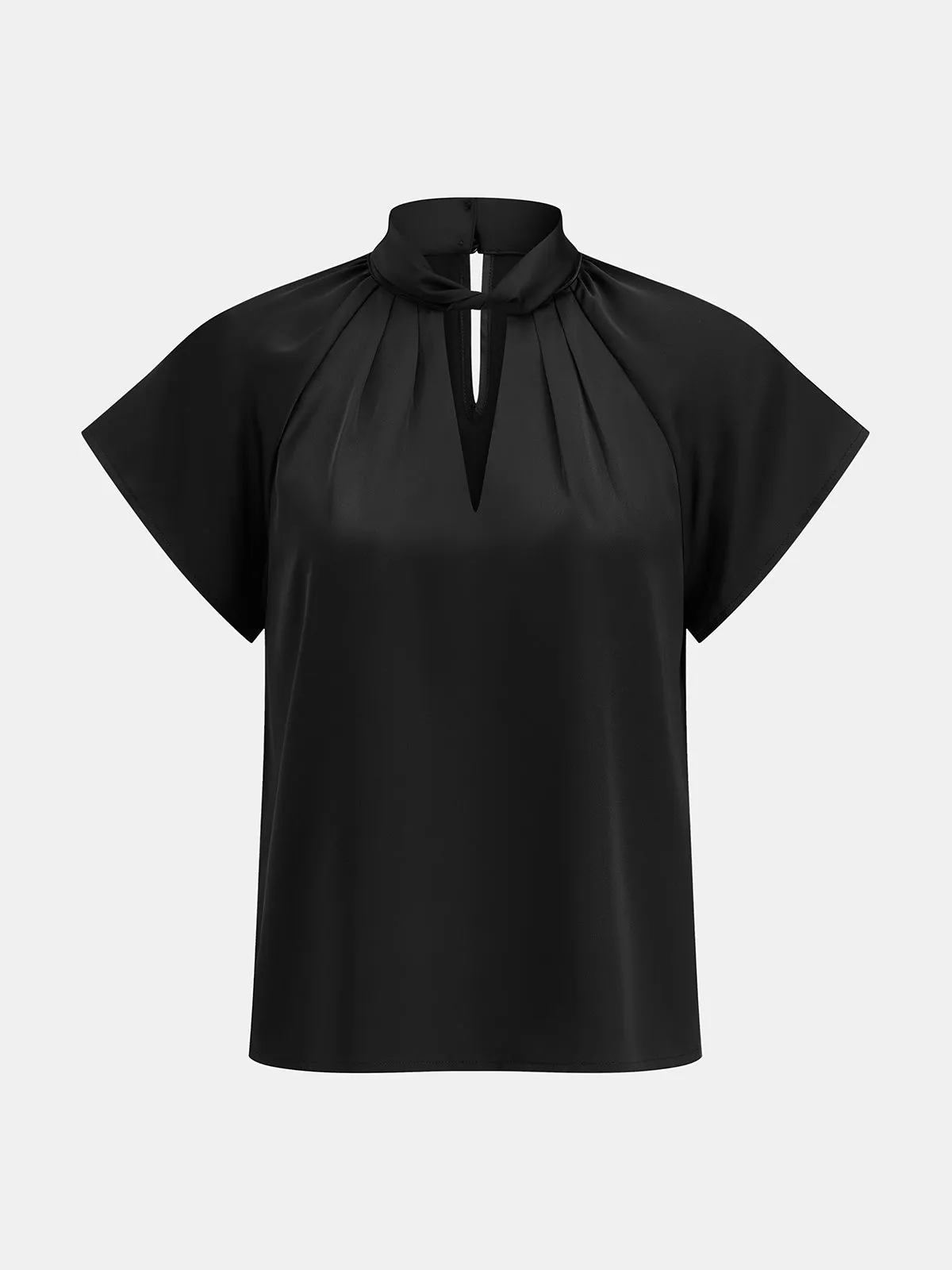 Twisted Neck Short Sleeve Satin Blouse sold by COMMENSE product image thumbnail 2