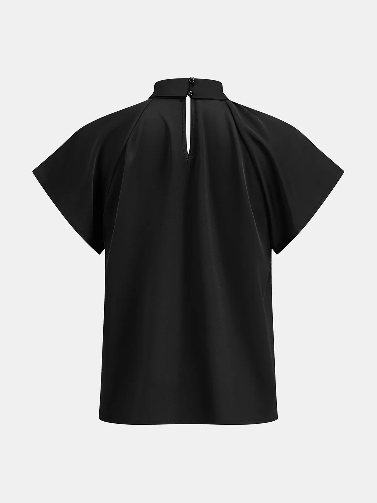 Twisted Neck Short Sleeve Satin Blouse sold by COMMENSE product image thumbnail 3