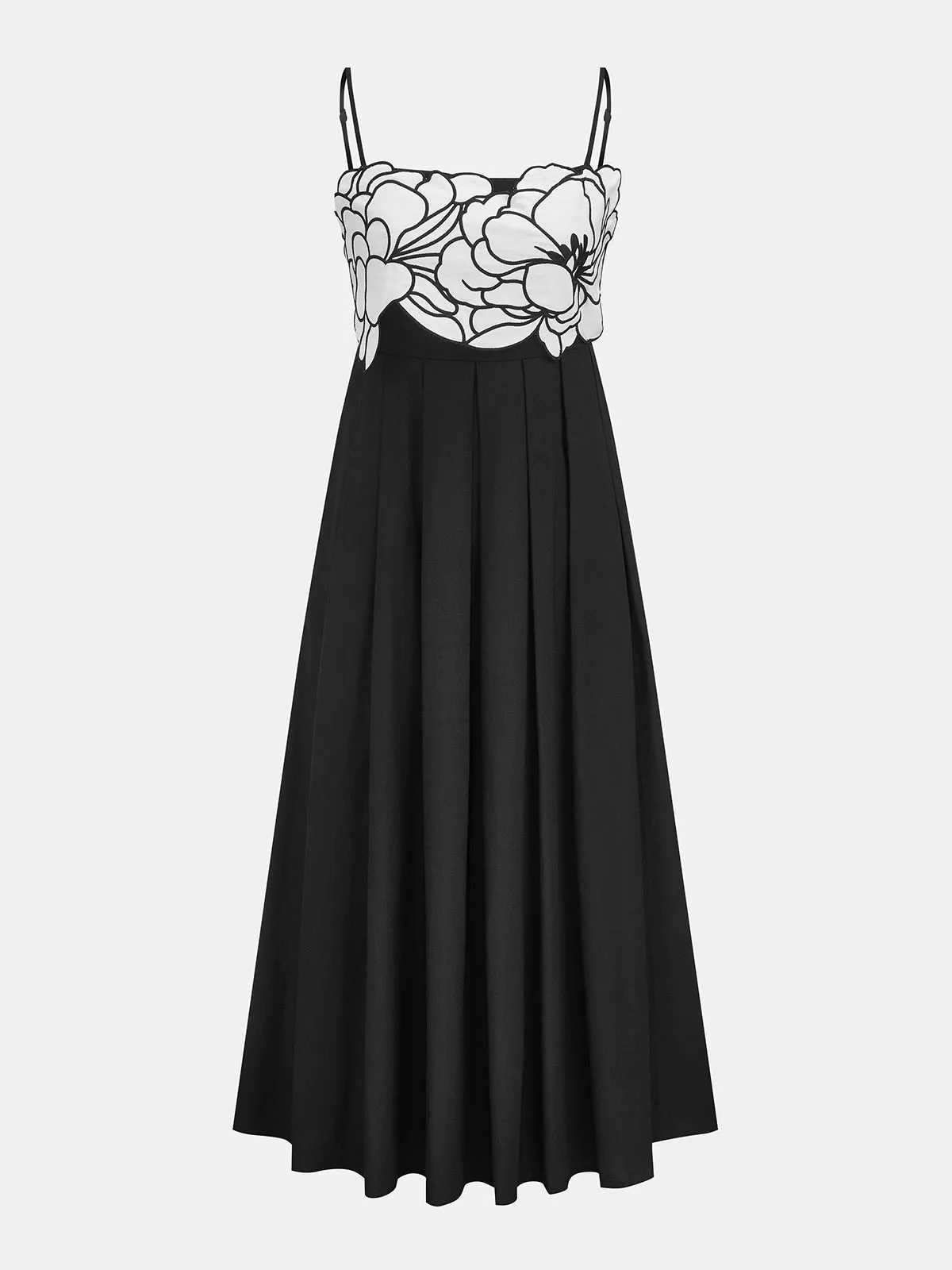 Contrast Flower Bust Pleated Swing Dress sold by COMMENSE product image thumbnail 2
